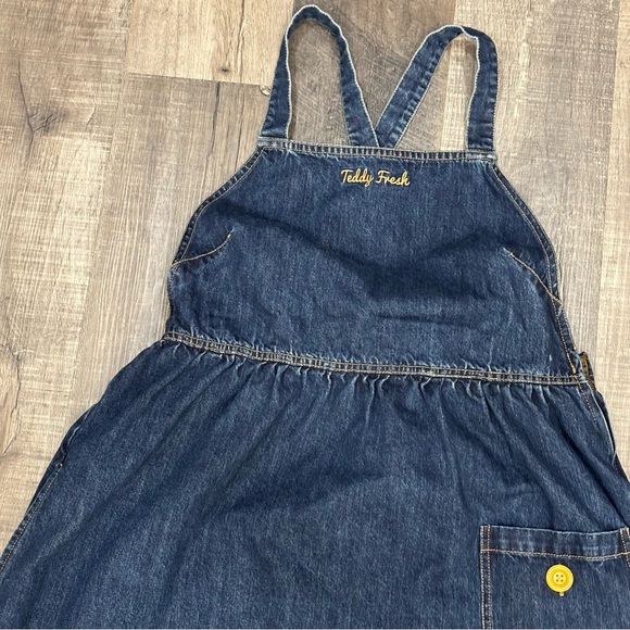 Teddy Fresh Denim Overall Dress, Colorful Buttons, Size XL, GUC - Picture 3 of 8